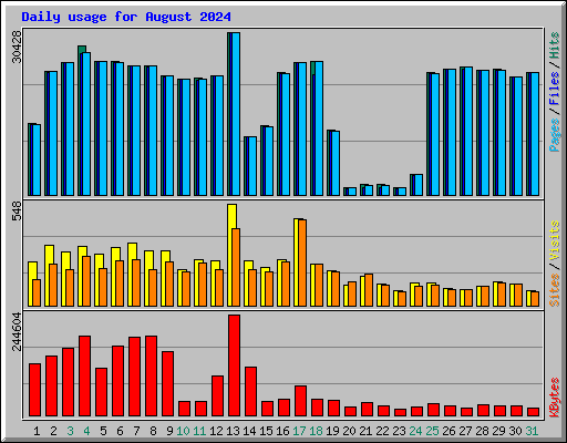 Daily usage for August 2024